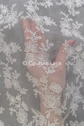 Blumen Braut Spitze Off-White/ Brautspitze mit Blumen/ Blumen Hochzeit Spitze/ Couture Spitze// L23-598