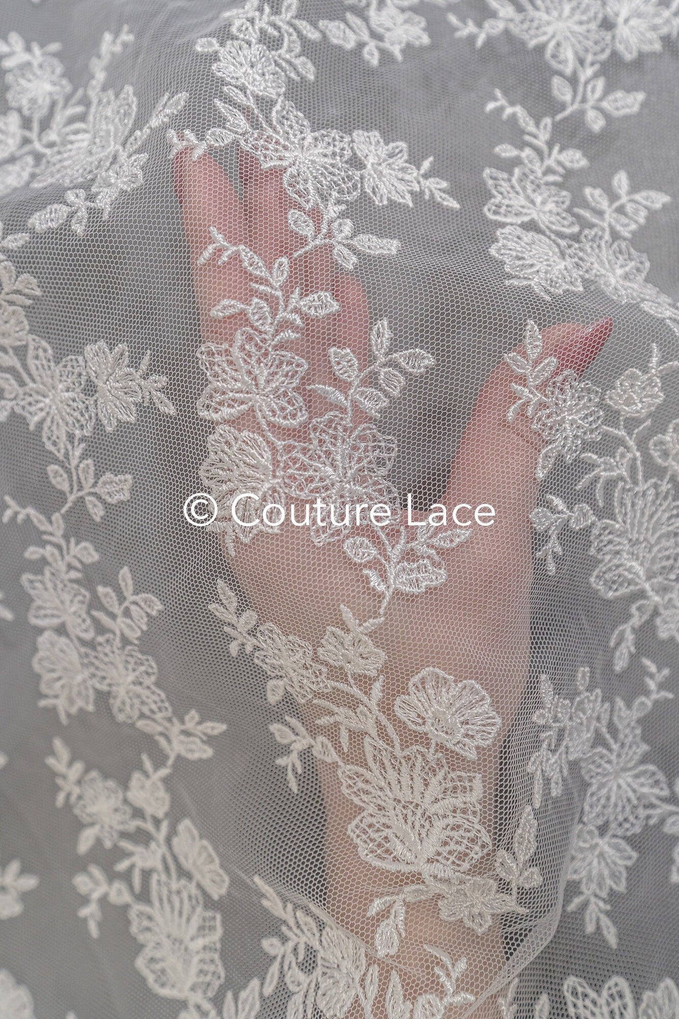 Blumen Braut Spitze Off-White/ Brautspitze mit Blumen/ Blumen Hochzeit Spitze/ Couture Spitze// L23-598