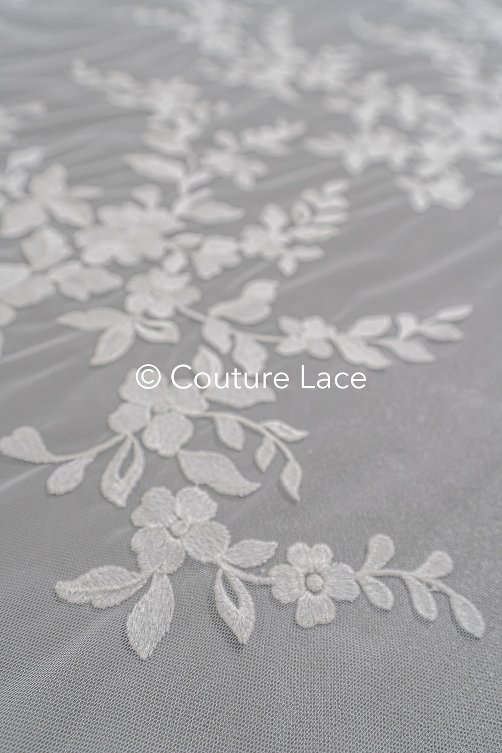 Encaje de Novia Floral Off-White / Encaje de Novia con Flores / Encaje Floral para Bodas / Encaje de Alta Costura / L23-553