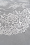 Blumen Braut Spitze Off-White/ Brautspitze mit Blumen/ Couture Spitze mit Pailletten// L23-571