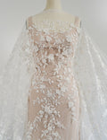 3D Blumen Spitzenstoff/ Braut Spitzenstoff/ romantischer Blumen Spitzenstoff mit 3D Blumen/ Hochzeit Spitzenstoff// L23-654