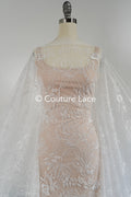 Floral bridal lace off-white/ bridal lace fabric/ floral wedding lace/ couture lace// L23-662