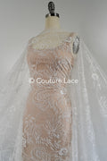 Floral bridal lace off-white/ bridal lace fabric/ floral wedding lace/ couture lace// L23-662