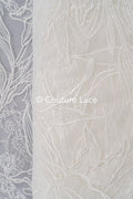 Blumen Braut Spitze Off-White/ Brautspitze Stoff mit Blumen/ Blumen Hochzeit Spitze/ Couture Spitze// L23-653