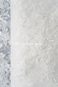 Blumen Perlen Spitzenstoff Off-White/ Couture Spitze Stoff/ Brautspitzenstoff mit Perlen & Pailletten/ Perlen Spitze// L23-656