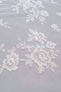 Floral bridal lace off-white/ bridal lace fabric/ floral wedding lace/ couture lace// L23-658