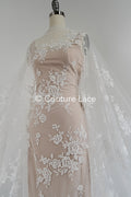 Floral bridal lace off-white/ bridal lace fabric/ floral wedding lace/ couture lace// L23-658