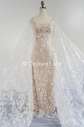 Floral bridal lace/ bridal lace fabric off-white/ floral wedding lace/ couture lace// L23-659