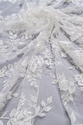 Floral bridal lace/ bridal lace fabric off-white/ floral wedding lace/ couture lace// L23-659