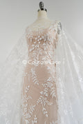 Floral bridal lace/ bridal lace fabric off-white/ floral wedding lace/ couture lace// L23-659