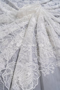 French floral lace/ bridal raschel lace/ French veil lace/ bridal chanitilly lace/ Edwardian lace // L23-660