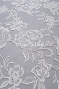 Floral bridal lace/ bridal lace fabric off-white/ bridal lace with sequins/ floral wedding lace/ couture lace// L23-661