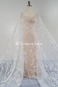 Floral bridal lace/ bridal lace fabric off-white/ bridal lace with sequins/ floral wedding lace/ couture lace// L23-661