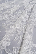 Floral bridal lace/ bridal lace fabric off-white/ bridal lace with sequins/ floral wedding lace/ couture lace// L23-661