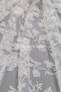 Beaded lace fabric/ Couture lace fabric with pearls, beads and pearl rows/ Bridal lace/ Beaded lace fabric// L23-637