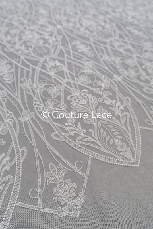 Floral bridal lace off-white/ bridal lace fabric/ floral wedding lace/ couture lace// L23-601