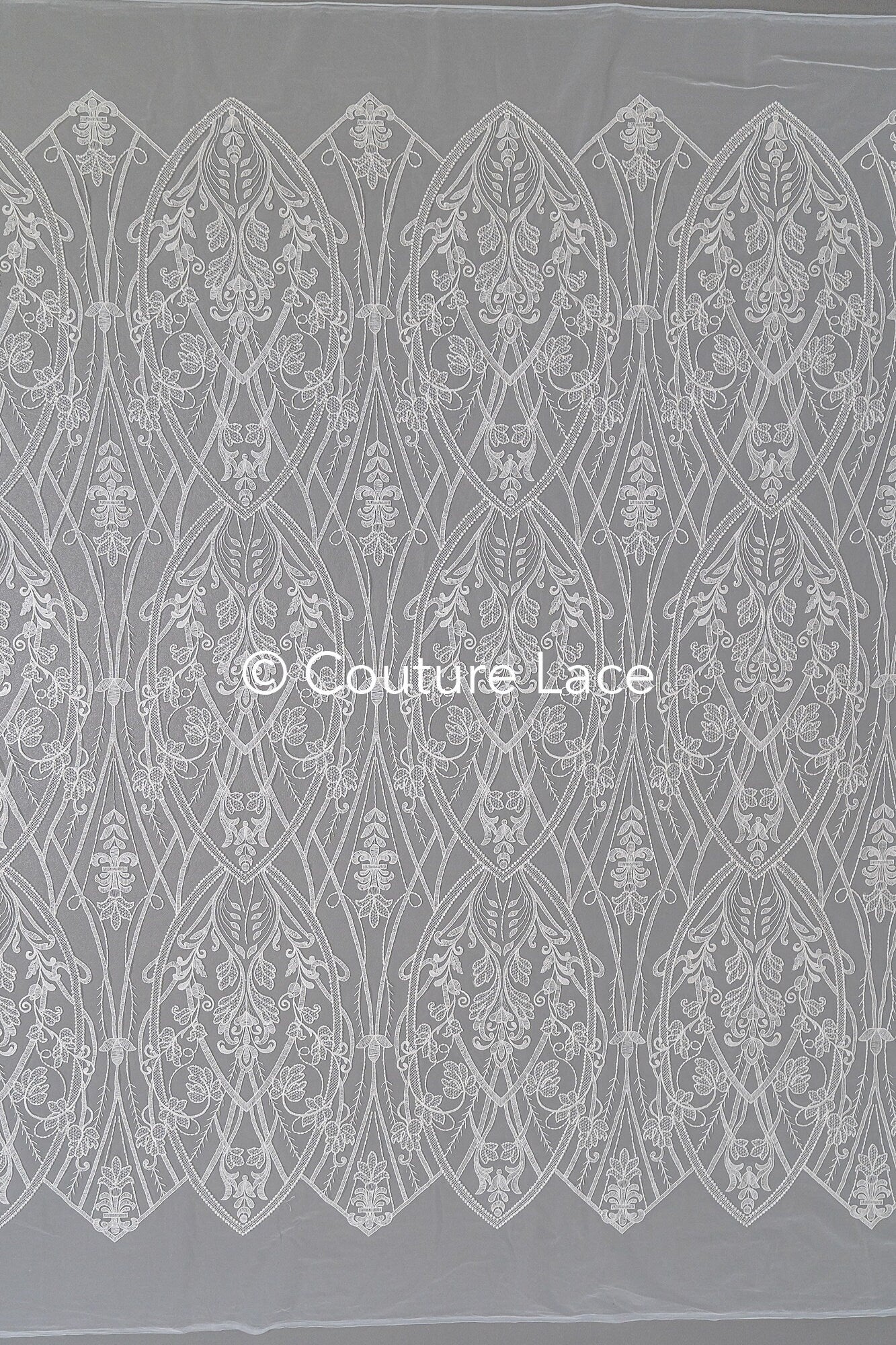 Floral bridal lace off-white/ bridal lace fabric/ floral wedding lace/ couture lace// L23-601