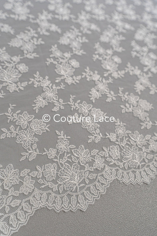 Blumen Braut Spitze Off-White/ Brautspitze mit Blumen/ Blumen Hochzeit Spitze/ Couture Spitze// L23-598