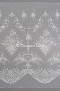 Blumen Braut Spitze Off-White/ Brautspitze mit Blumen/ Couture Spitze mit Pailletten// L23-571