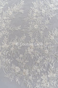 Pearl lace fabric off-white/ Couture lace fabric with pearls &amp; sequins/ Bridal lace fabric/ Pearl lace// L23-251N