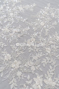Pearl lace fabric off-white/ Couture lace fabric with pearls &amp; sequins/ Bridal lace fabric/ Pearl lace// L23-251N