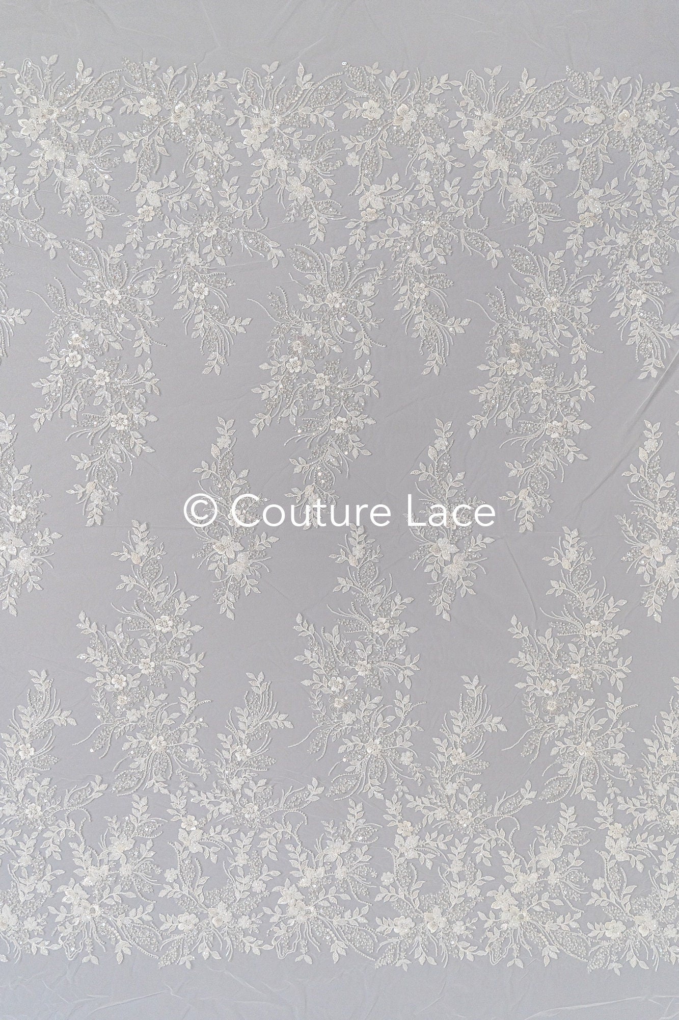 Pearl lace fabric off-white/ Couture lace fabric with pearls &amp; sequins/ Bridal lace fabric/ Pearl lace// L23-251N