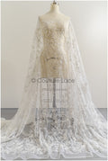 Pearl lace fabric off-white/ bridal lace fabric with pearls// L23-251B