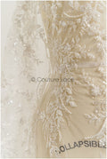 Pearl lace fabric off-white/ bridal lace fabric with pearls// L23-251B