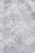 3D Blumen Spitzenstoff Off-White/ Braut Spitzenstoff/ romantische Spitze mit 3D Blumen/ Hochzeit Spitzenstoff// L23-663