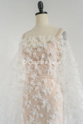 3D Blumen Spitzenstoff Off-White/ Braut Spitzenstoff/ romantische Spitze mit 3D Blumen/ Hochzeit Spitzenstoff// L23-663