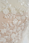 Blumen Perlen Spitze Stoff Off-White/ Couture Spitzenstoff/ Brautspitze/ Perlenspitze// L23-665
