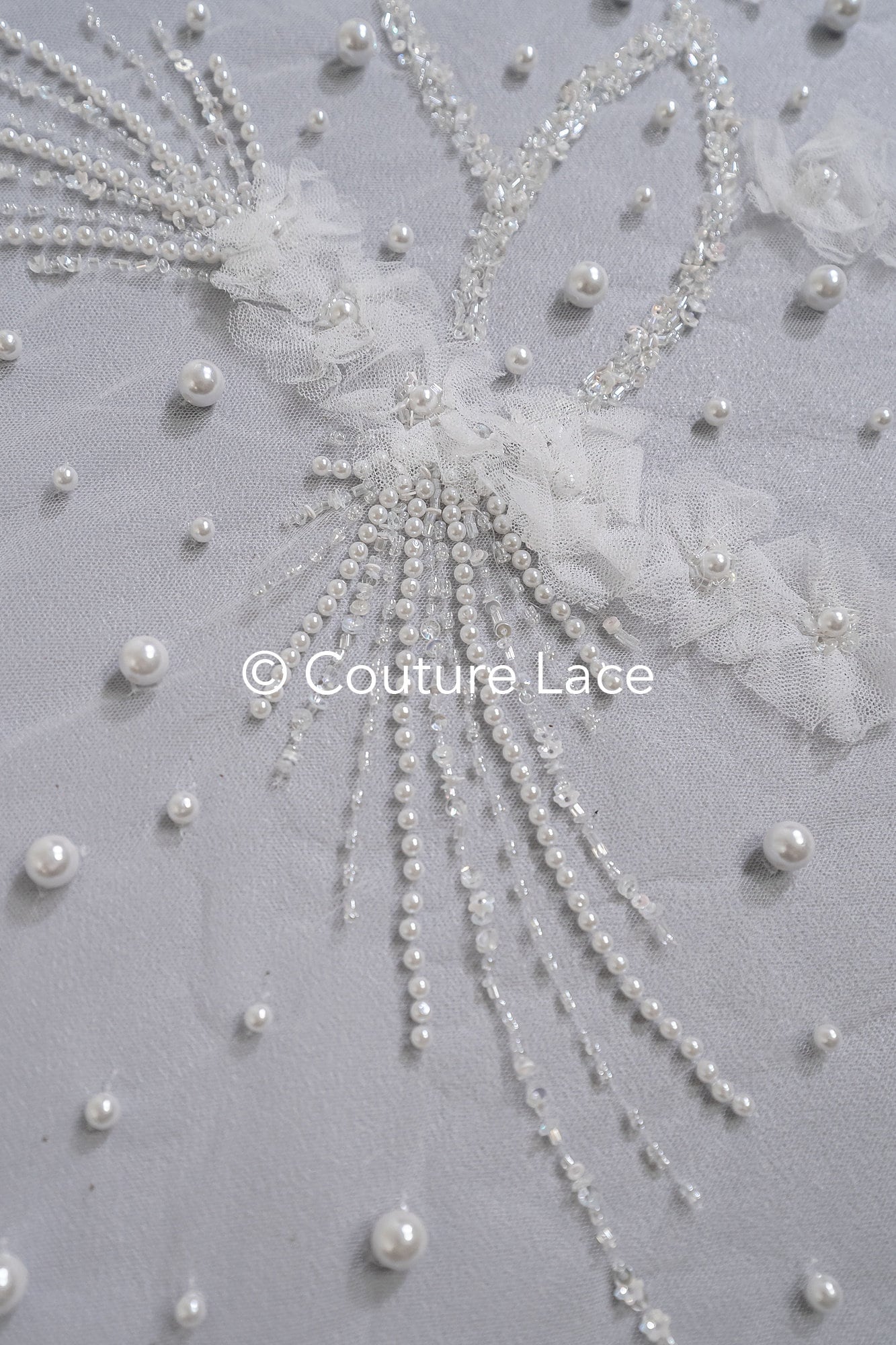 3D Blumen Spitzenstoff Off-White/ Braut Spitzenstoff/ romantische Spitze mit 3D Blumen/ Hochzeit Spitzenstoff// L23-666