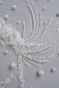 3D Blumen Spitzenstoff Off-White/ Braut Spitzenstoff/ romantische Spitze mit 3D Blumen/ Hochzeit Spitzenstoff// L23-666