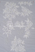 3D Spitzenstoff Off-White/ 3D Blumen Spitzenstoff/ Braut Spitzenstoff/ romantische Spitze mit Blumen// L23-667
