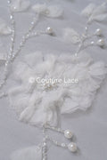 3D Blumen Spitzenstoff Off-White/ Braut Spitzenstoff/ romantischer Spitzenstoff mit 3D Blumen/ Hochzeit Spitzenstoff// L23-670