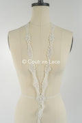 Bridal lace trim with silver thread/ Silver cream lace trim/ Bridal lace trim// T17-029