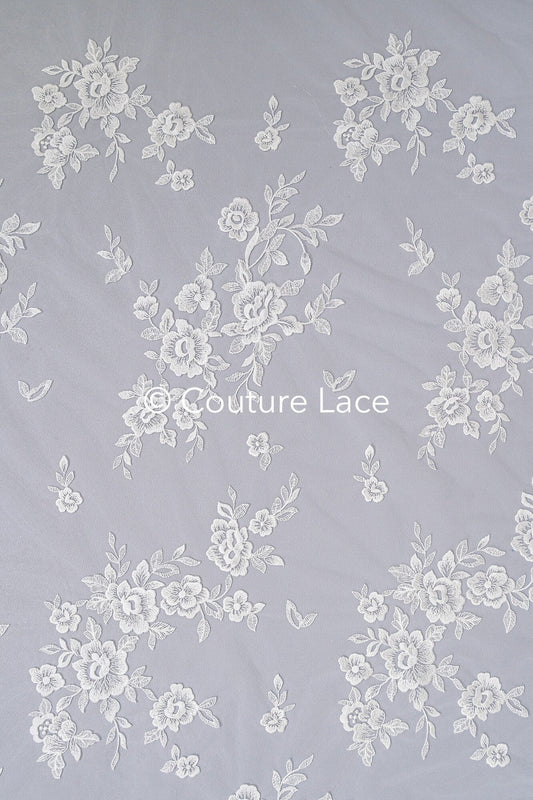 1.6 yds (1.5 Metres) Floral Bridal Lace in Off-White / Bridal Lace Fabric // L23-658-REST1.6y
