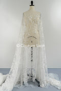 Pearl lace fabric off-white/ Couture lace fabric with pearls &amp; sequins/ Bridal lace fabric/ Pearl lace// L23-251N