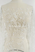 Pearl lace fabric off-white/ Couture lace fabric with pearls &amp; sequins/ Bridal lace fabric/ Pearl lace// L23-251N