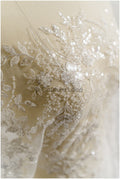 Pearl lace fabric off-white/ bridal lace fabric with pearls// L23-251B