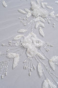 Perlen Spitzenstoff Off-White/ Couture Spitze Stoff/ Braut Spitzenstoff/ Perlenspitze// L23-475
