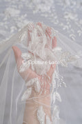Perlen Spitzenstoff Off-White/ Couture Spitze Stoff/ Braut Spitzenstoff/ Perlenspitze// L23-475