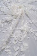 Perlen Spitzenstoff Off-White/ Couture Spitze Stoff/ Braut Spitzenstoff/ Perlenspitze// L23-475