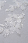 3D Blumen Spitzenstoff Off-White/ Braut Spitzenstoff/ romantische Spitze mit 3D Blumen/ Hochzeit Spitzenstoff// L23-663