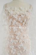 3D Blumen Spitzenstoff Off-White/ Braut Spitzenstoff/ romantische Spitze mit 3D Blumen/ Hochzeit Spitzenstoff// L23-663