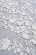3D Blumen Spitzenstoff Off-White/ Braut Spitzenstoff/ romantischer Spitzenstoff mit 3D Blumen/ Hochzeit Spitzenstoff// L23-664