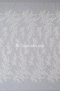 Blumen Perlen Spitze Stoff Off-White/ Couture Spitzenstoff/ Brautspitze/ Perlenspitze// L23-665