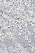 Blumen Perlen Spitze Stoff Off-White/ Couture Spitzenstoff/ Brautspitze/ Perlenspitze// L23-665