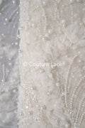 3D Blumen Spitzenstoff Off-White/ Braut Spitzenstoff/ romantische Spitze mit 3D Blumen/ Hochzeit Spitzenstoff// L23-666