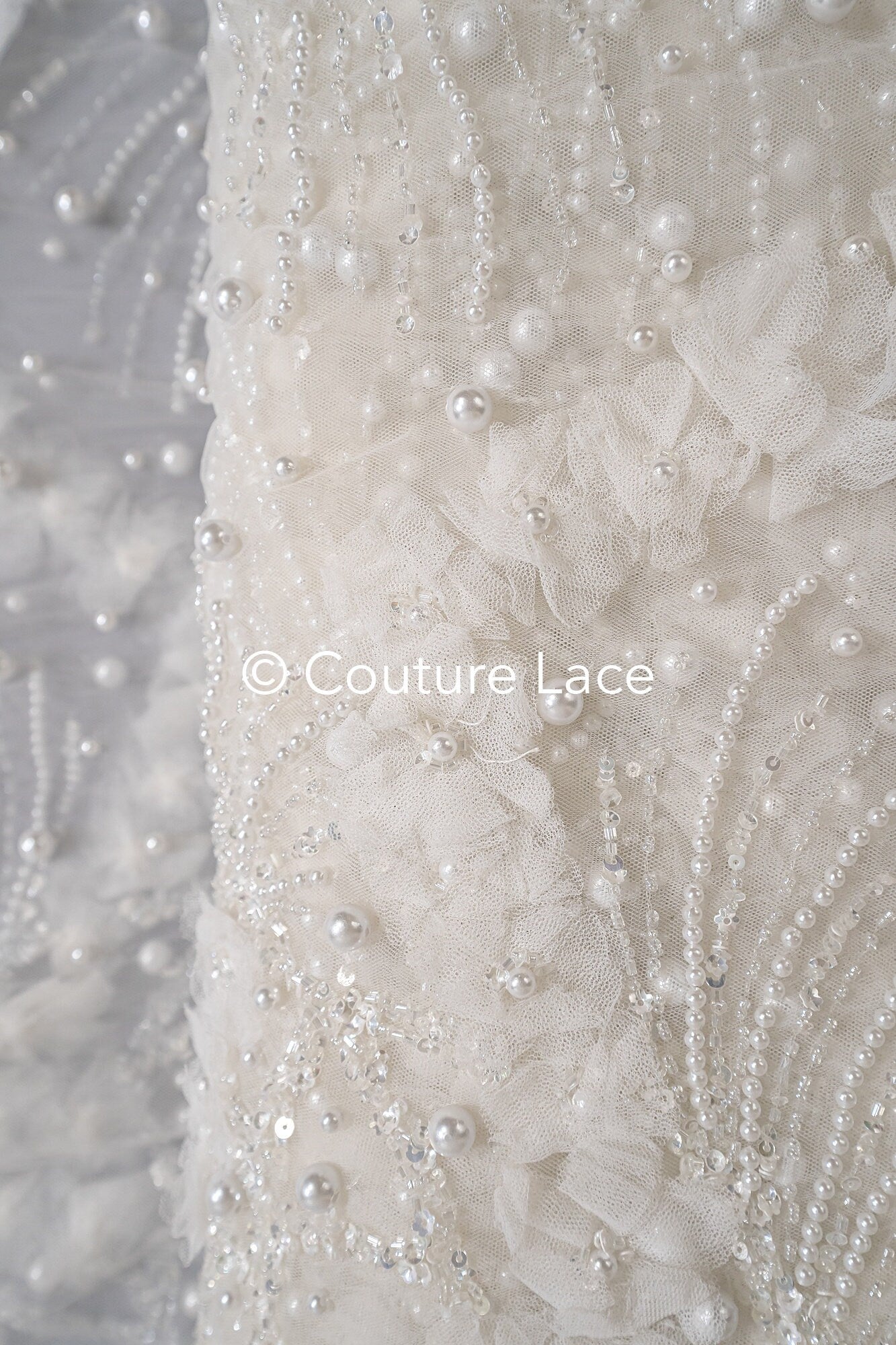 3D Blumen Spitzenstoff Off-White/ Braut Spitzenstoff/ romantische Spitze mit 3D Blumen/ Hochzeit Spitzenstoff// L23-666